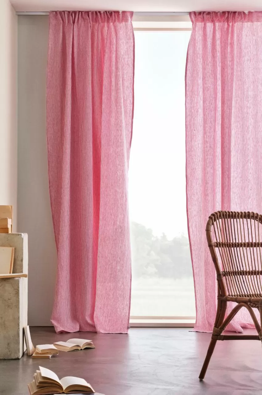 Linnegardiner | Multifunktionsgardiner*Jotex ALINA Linnegardin 2-pack Cerise/naturvit