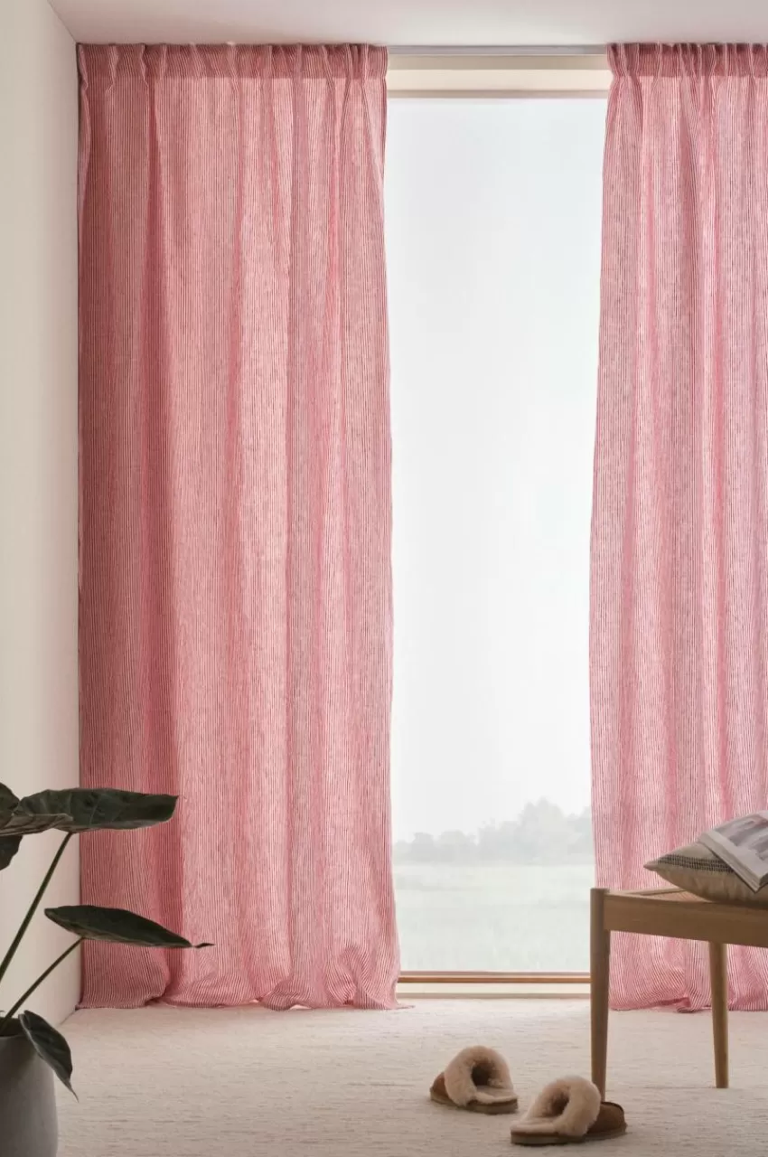 Linnegardiner | Multifunktionsgardiner*Jotex ALINA Linnegardin 2-pack Röd/naturvit
