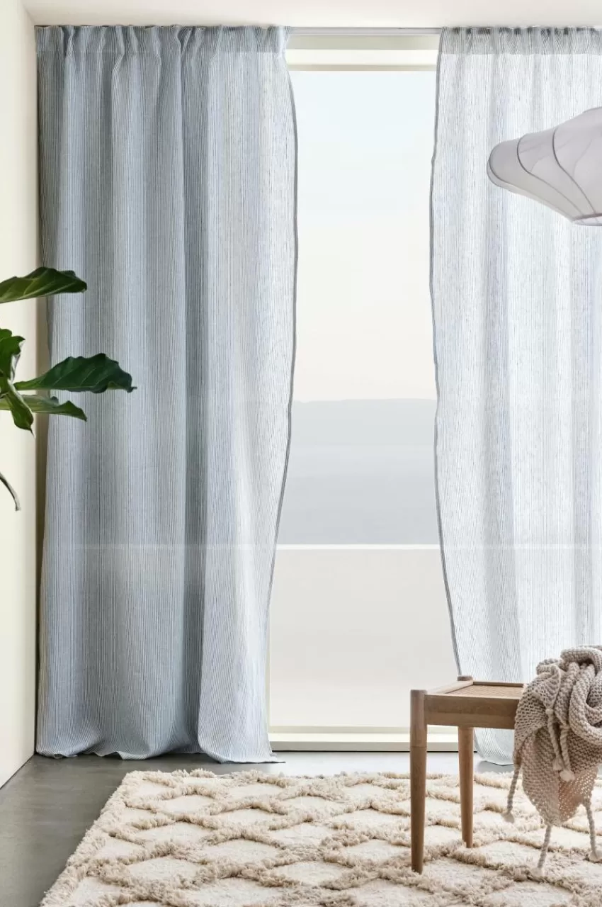 Linnegardiner | Multifunktionsgardiner*Jotex ALINA Linnegardin 2-pack Blå/naturvit