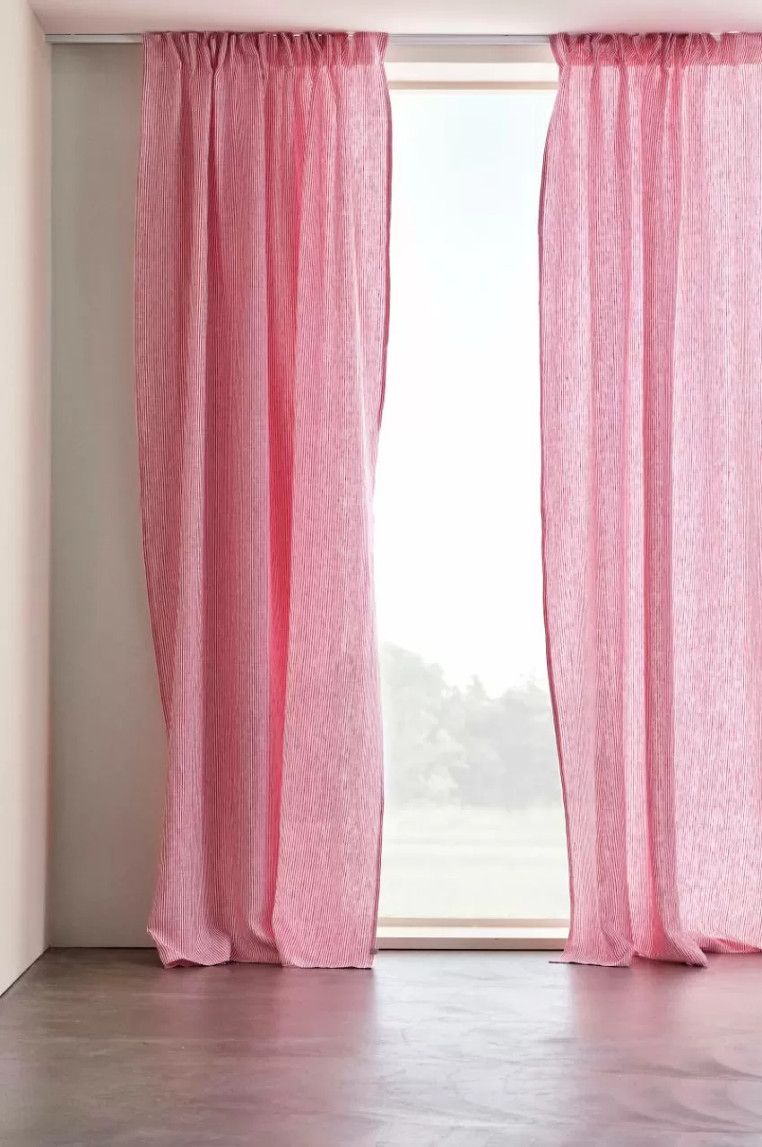 Linnegardiner | Multifunktionsgardiner*Jotex ALINA Linnegardin 2-pack Cerise/naturvit