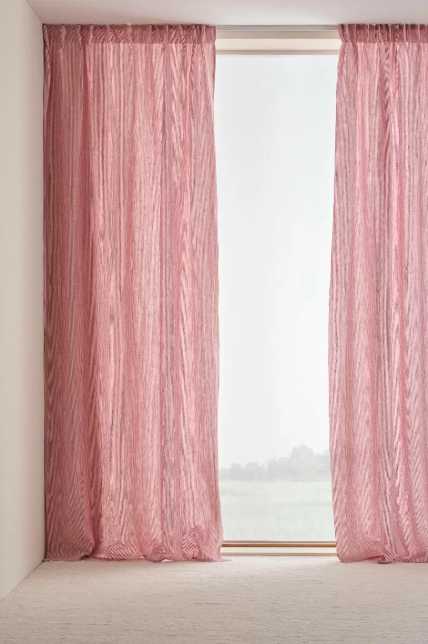 Linnegardiner | Multifunktionsgardiner*Jotex ALINA Linnegardin 2-pack Röd/naturvit