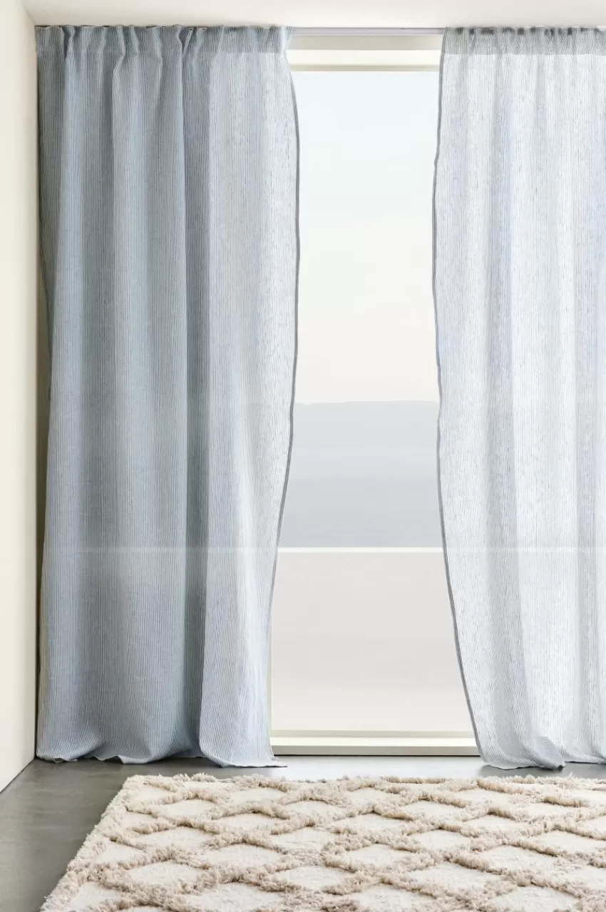 Linnegardiner | Multifunktionsgardiner*Jotex ALINA Linnegardin 2-pack Blå/naturvit