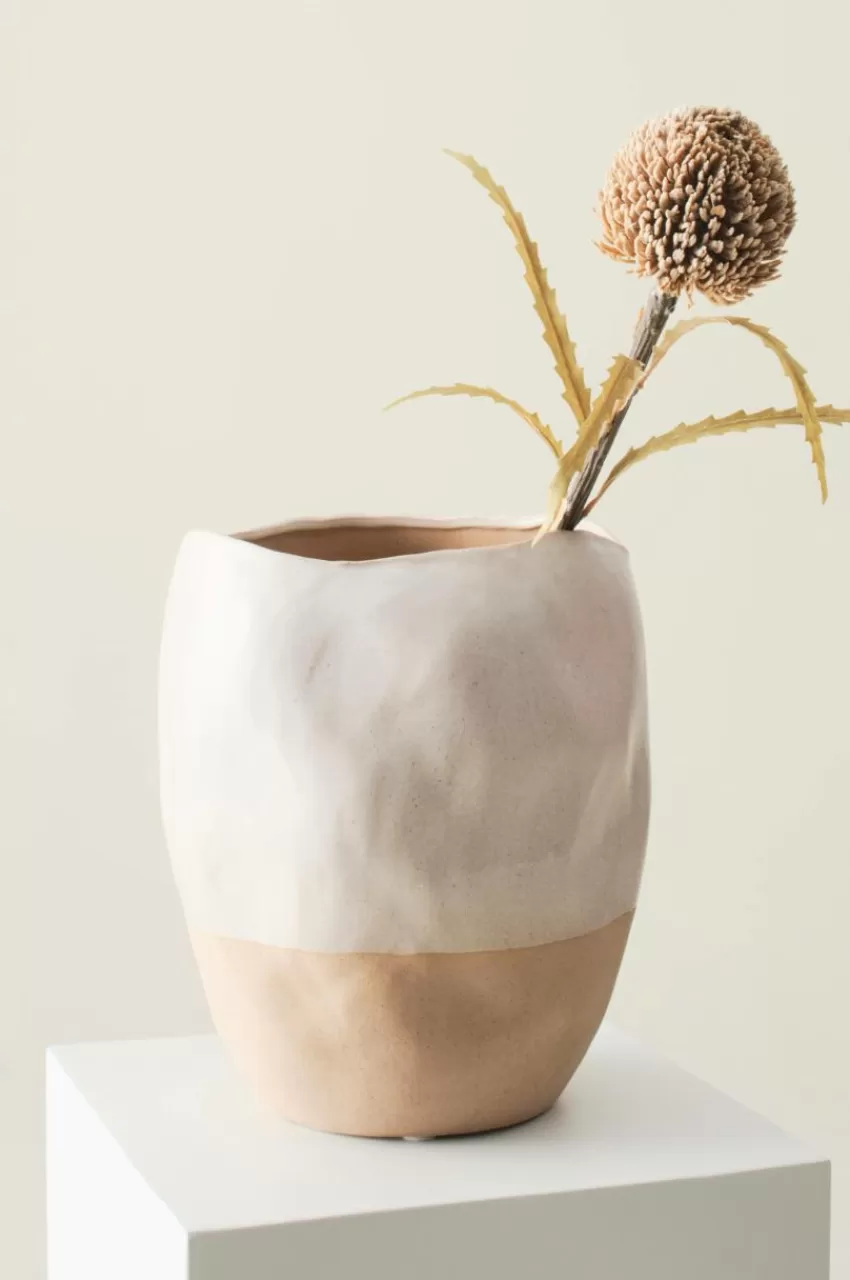 Vaser*Jotex ALMOND Vas Höjd 27 Cm Naturvit/brun