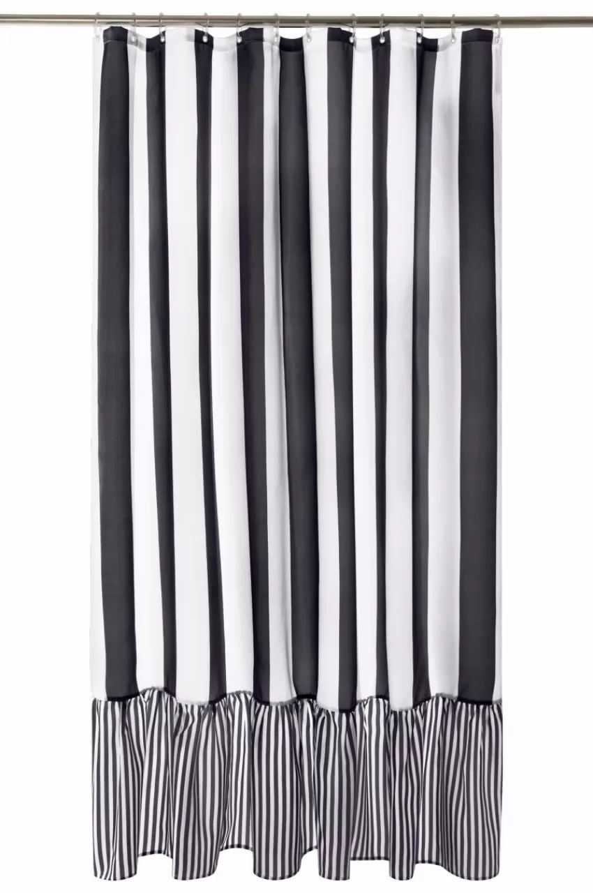 Duschdraperier*Jotex ANDREA Duschdraperi Med Volang Svart/benvit