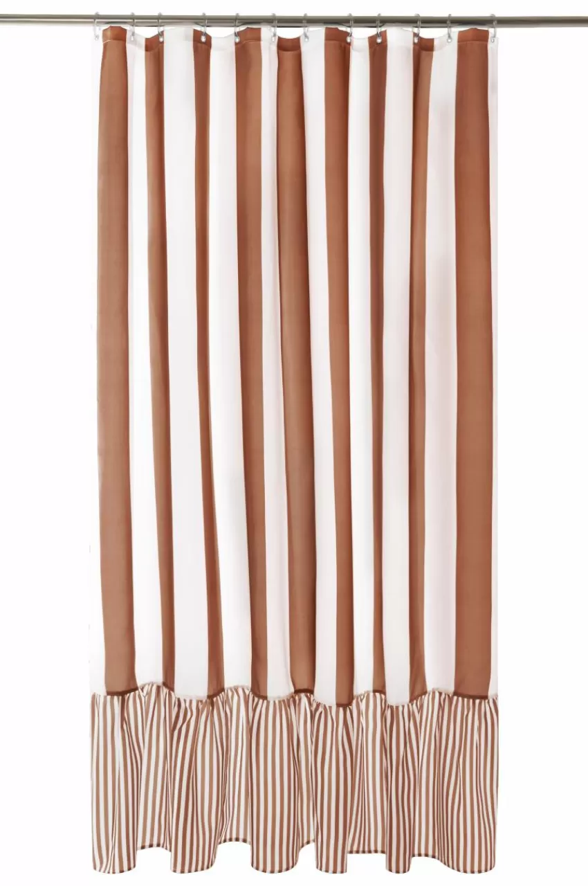 Duschdraperier*Jotex ANDREA Duschdraperi Med Volang Tobak/benvit