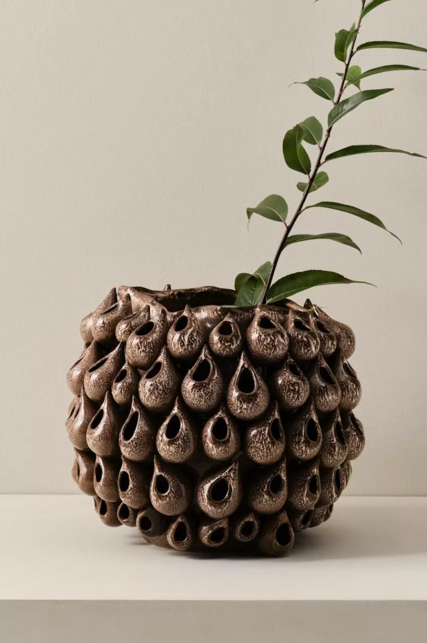 Vaser*Jotex BLOWFISH Vas Höjd 31 Cm Chokladbrun