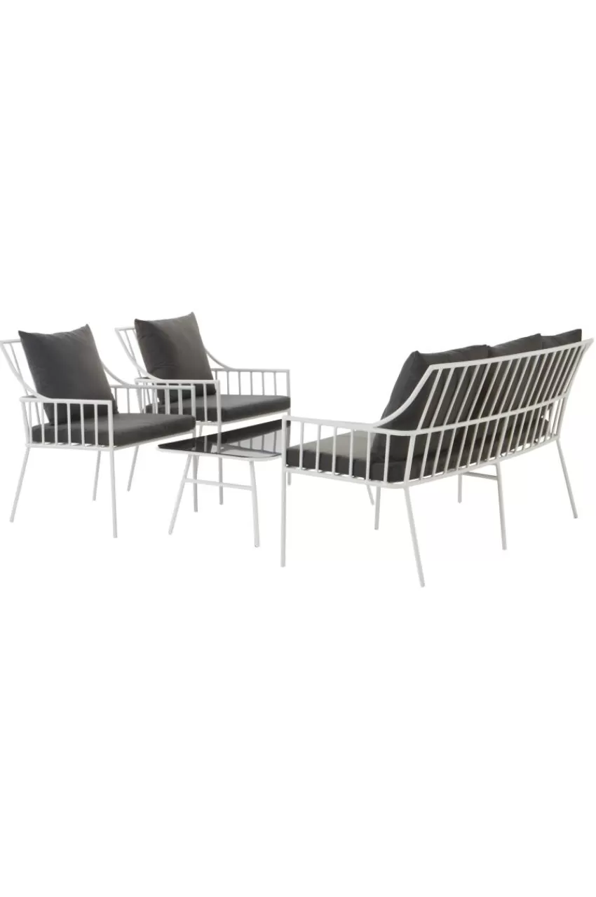 Loungemöbler | Utemöbler*Jotex BOLONIA Loungemöbel - 4 Delar Vit/mörkgrå dyna
