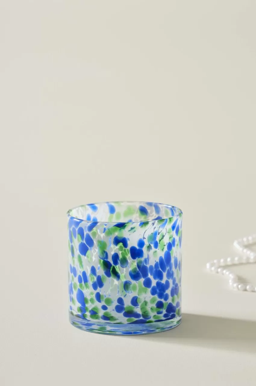 Ljuslyktor*Jotex BOSTON Ljuslykta Höjd 12 Cm Clear with blue green and white
