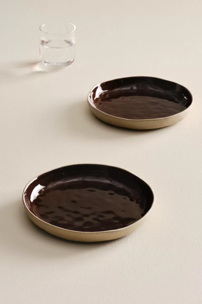 Tallrikar*Jotex CARA Assiett 2-pack ø 22 Cm Mörkbrun/beige