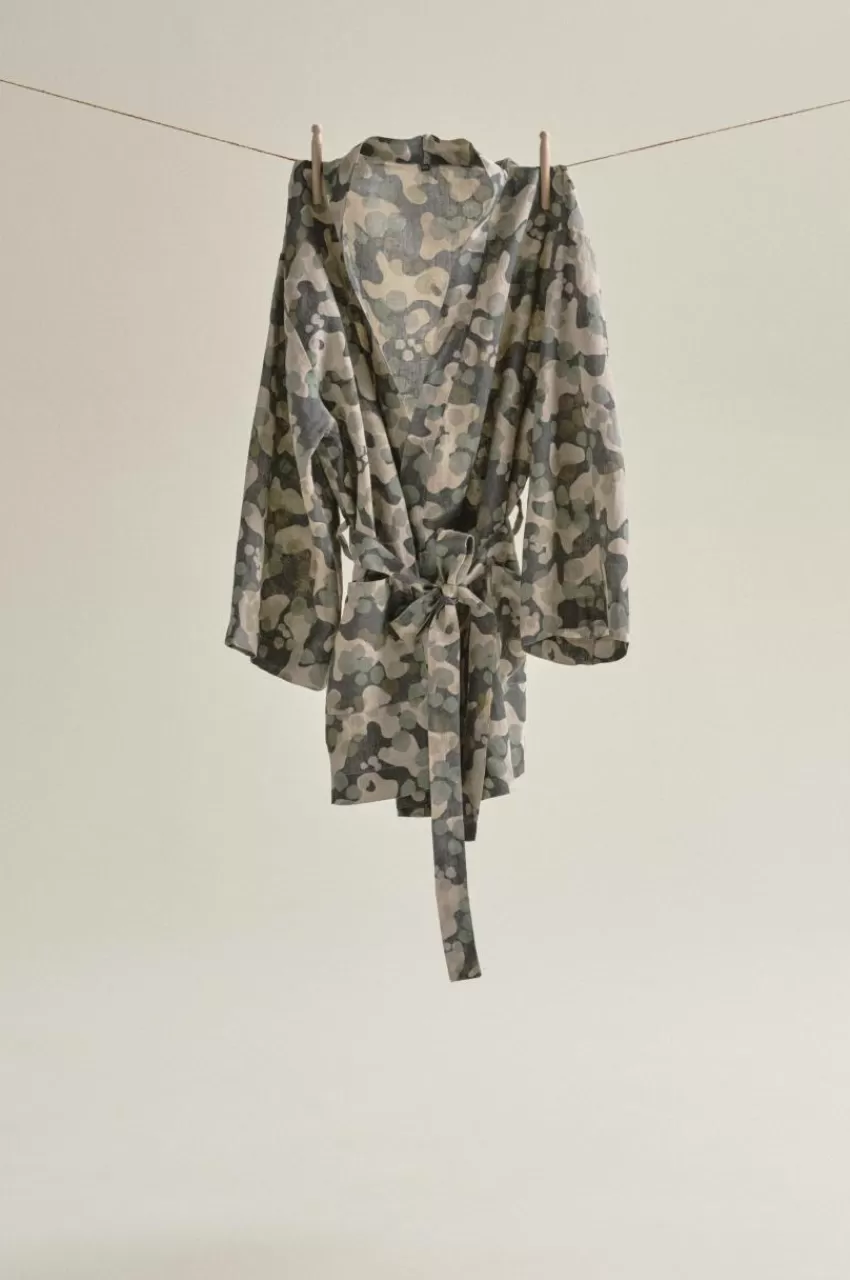 Morgonrockar*Jotex CARA Kimono Kort Mörkgrön