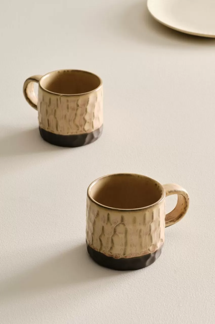 Koppar & Muggar*Jotex CARA Mugg 2-pack Mörkbrun/beige