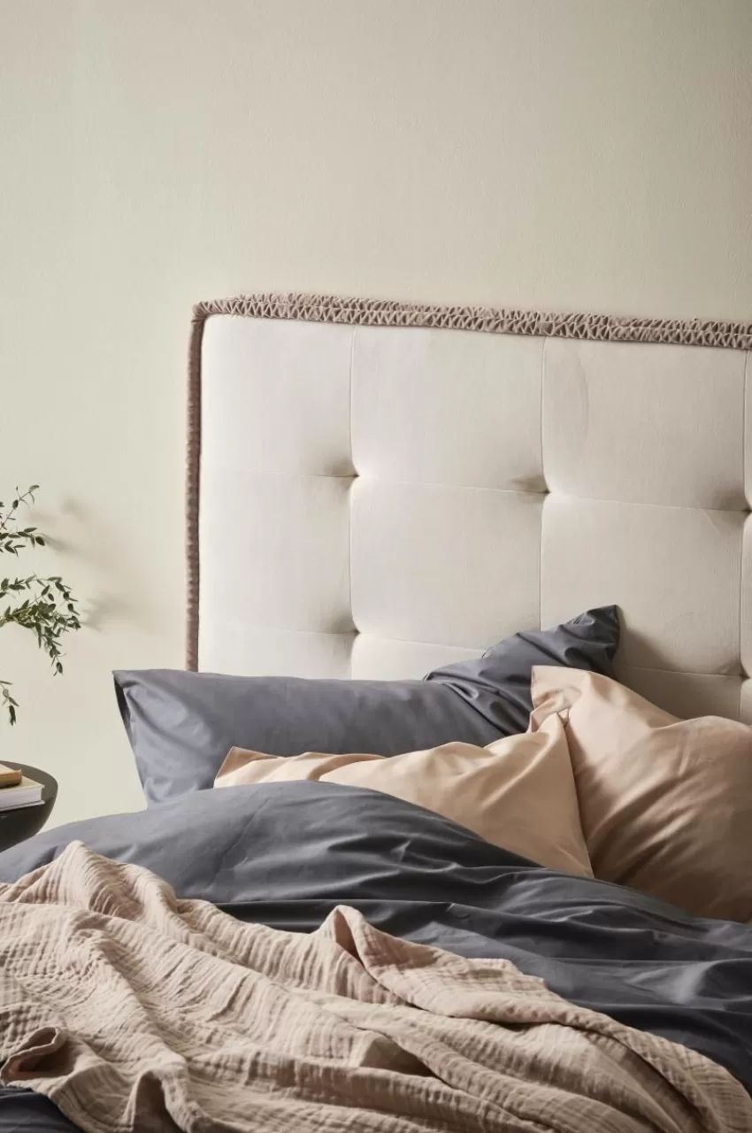 Sänggavlar*Jotex CLIFTON Sänggavel 120 Cm Naturvit/greige piping