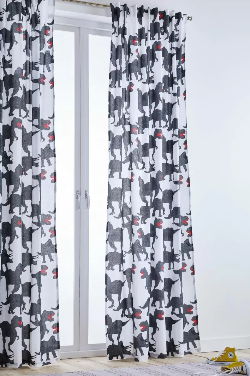 Barngardiner*Jotex DINO Multifunktionsgardin 2-pack - Ekologisk Vit/svart