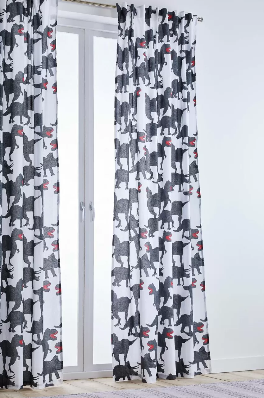 Barngardiner*Jotex DINO Multifunktionsgardin 2-pack - Ekologisk Vit/svart