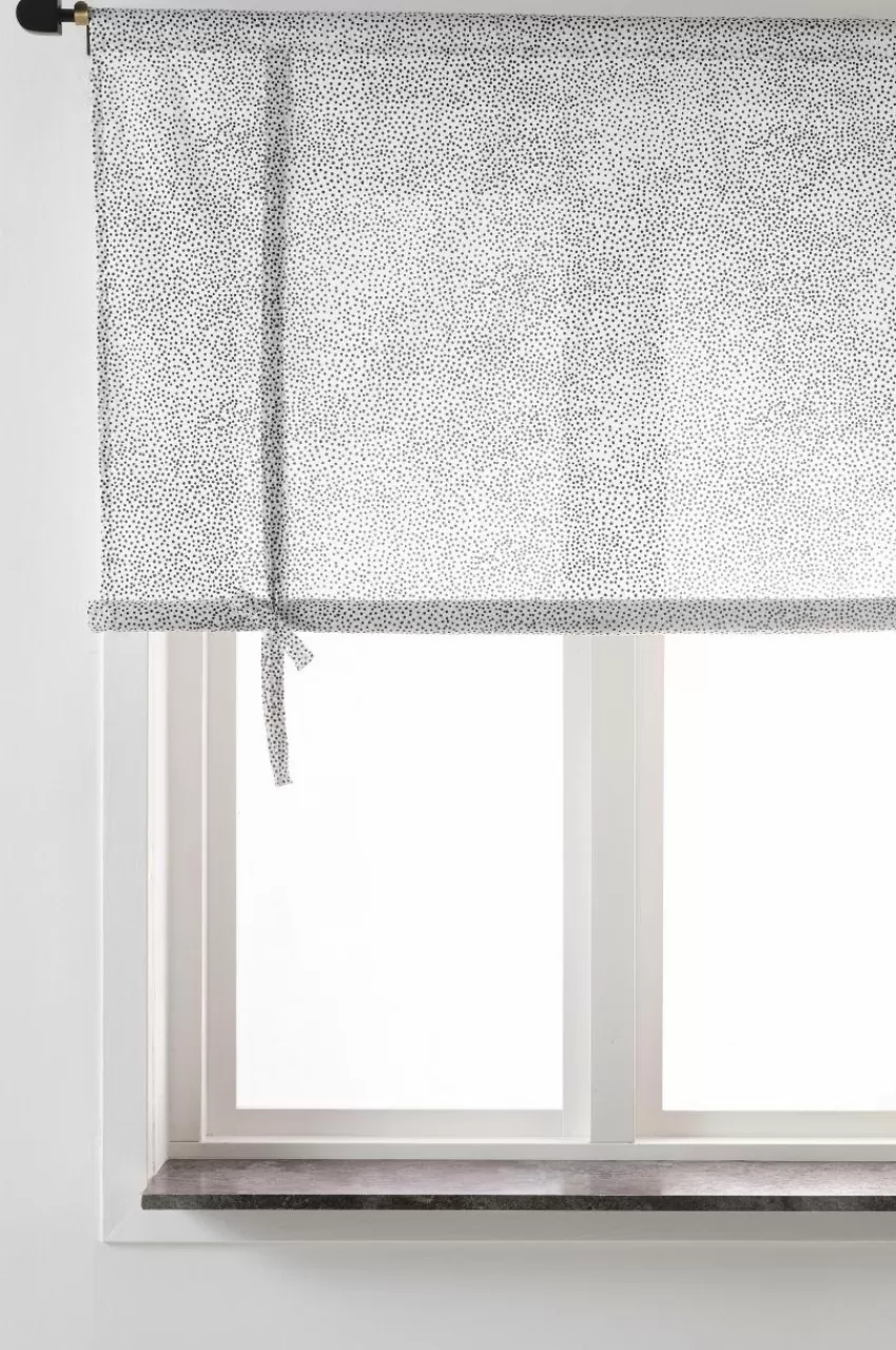 Barngardiner*Jotex DOTTIE Roll Up-gardin Vit/svart
