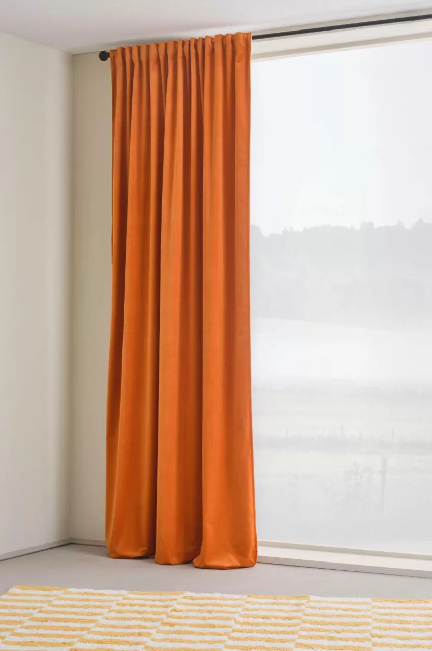 Sammetsgardiner | Multifunktionsgardiner*Jotex ELSIE Mörkläggningsgardin - 1 Längd Bränd orange