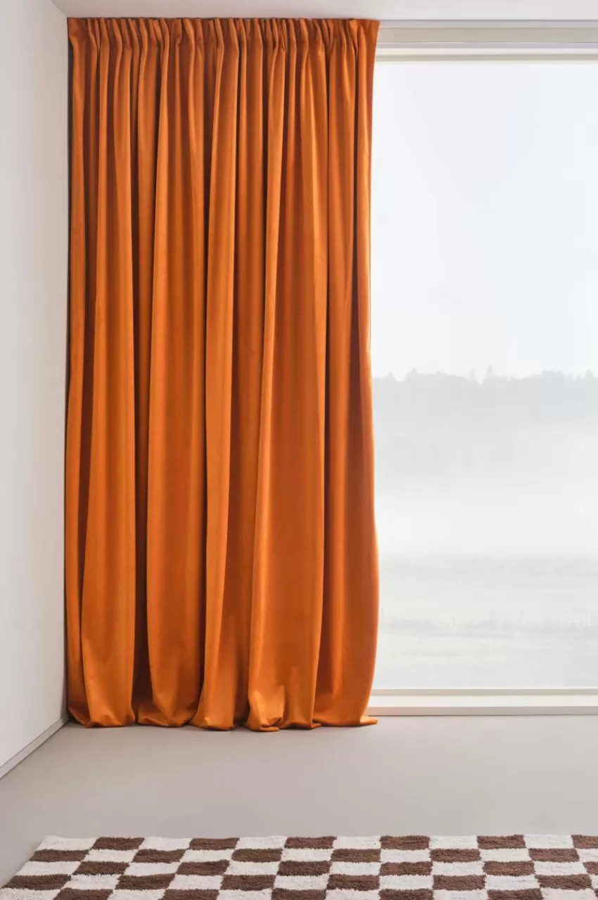 Sammetsgardiner | Multifunktionsgardiner*Jotex ELSIE Mörkläggningsgardin - 1 Längd - Extrabred Bränd orange