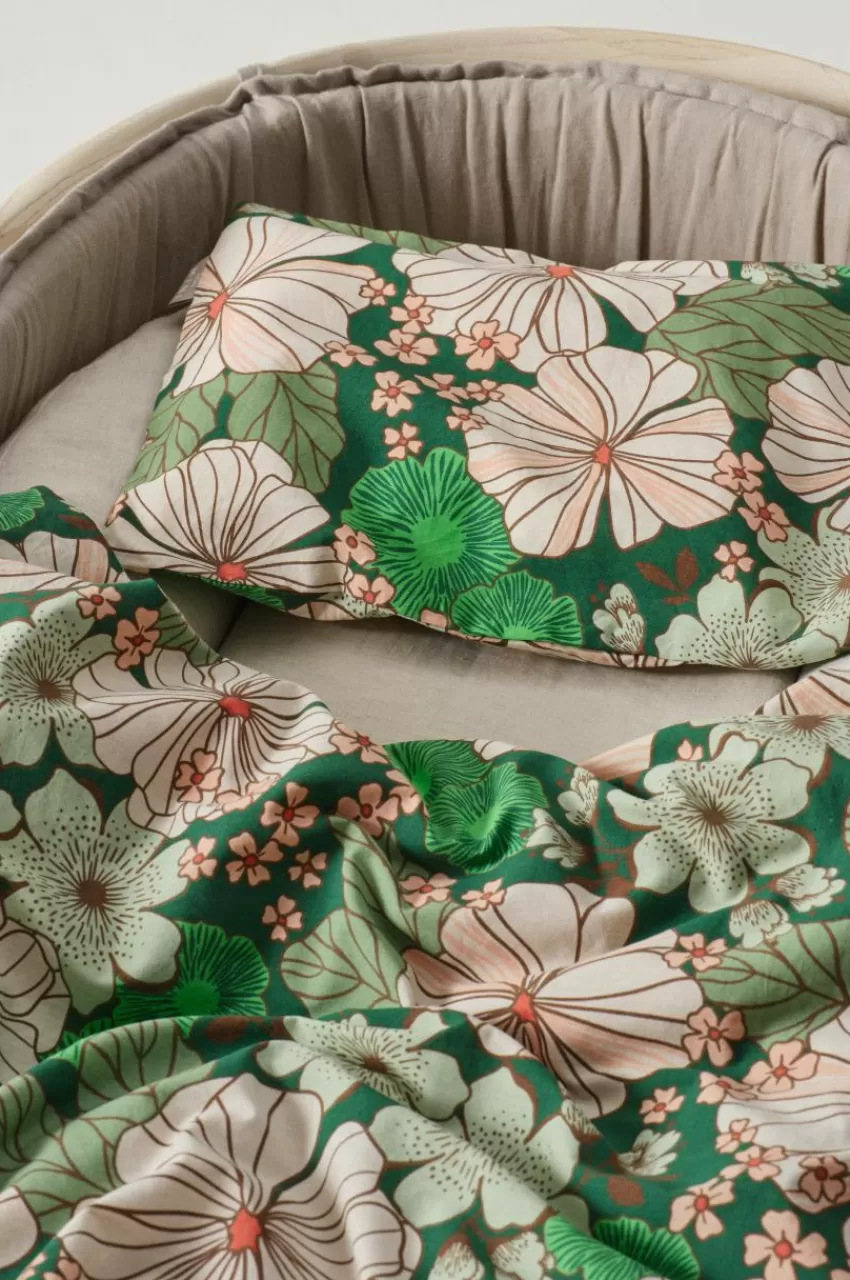 Barnsängkläder*Jotex FIORI BABY Påslakanset Vagn/vagga Grön/multi