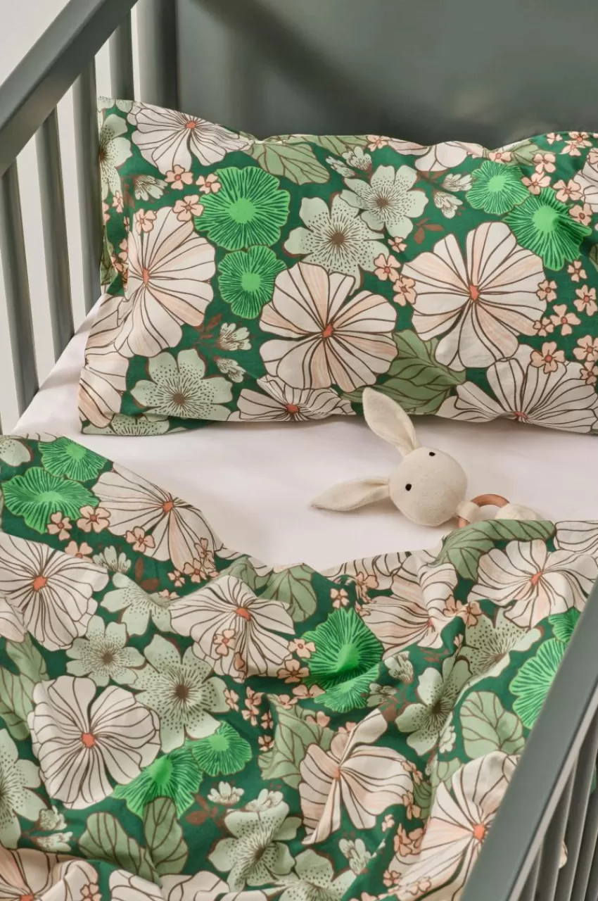 Barnsängkläder*Jotex FIORI MINI Påslakanset Spjälsäng Grön/multi