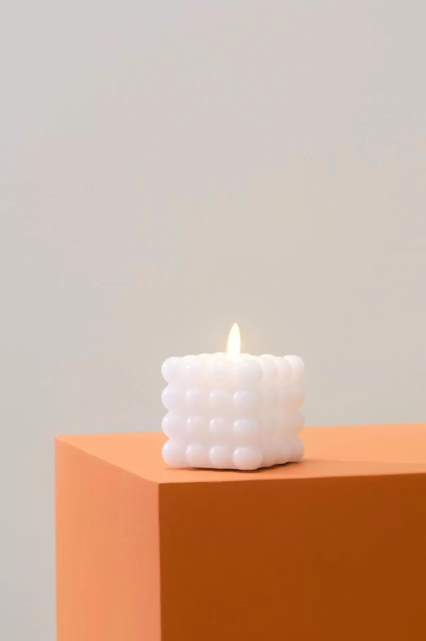 Ljus*Jotex FLAMME DOT Blockljus LED 9,5 Cm Vit