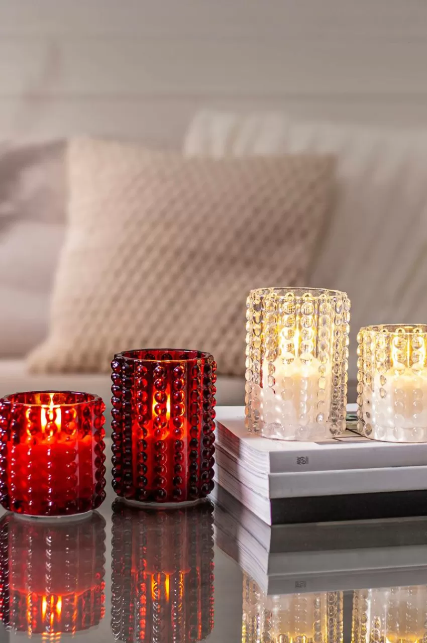 Ljus*Jotex FLAMME DOTTY Batterdrivet Ljus Röd