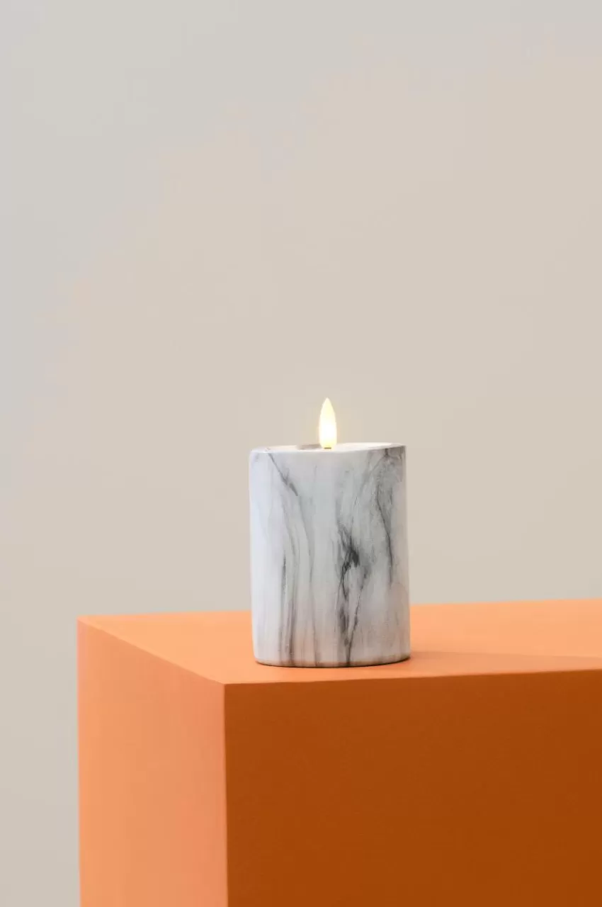 Ljus*Jotex FLAMME MARBLE Blockljus LED 12,5 Cm Grå