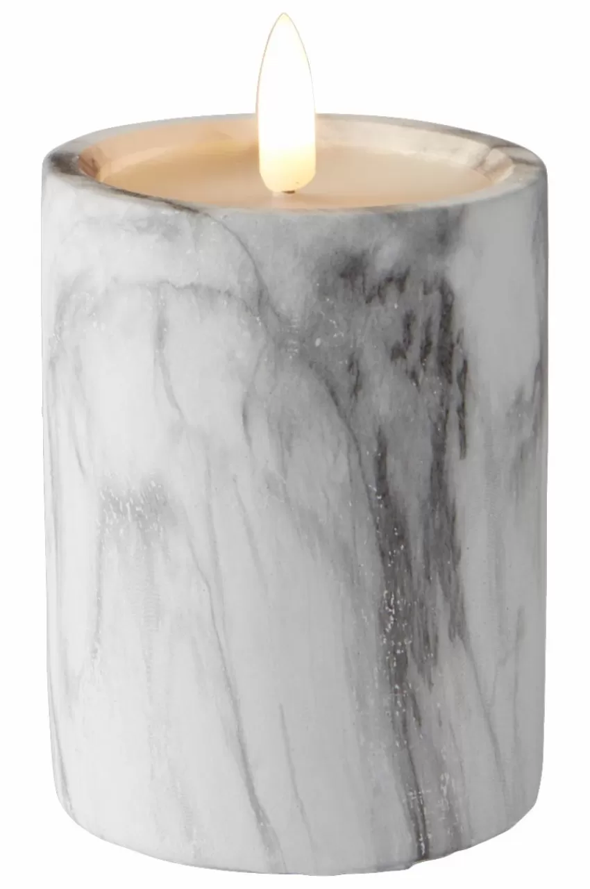 Ljus*Jotex FLAMME MARBLE Blockljus LED 12,5 Cm Grå