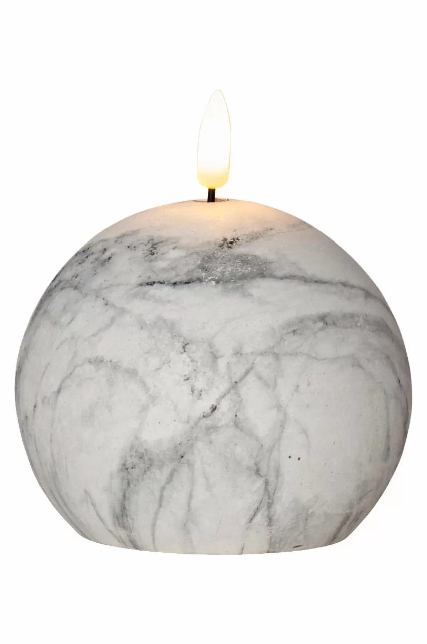 Ljus*Jotex FLAMME MARBLE Blockljus LED 12 Cm Grå