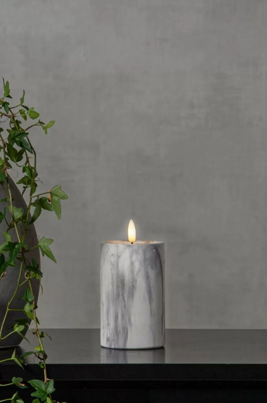 Ljus*Jotex FLAMME MARBLE Blockljus LED 15 Cm Grå