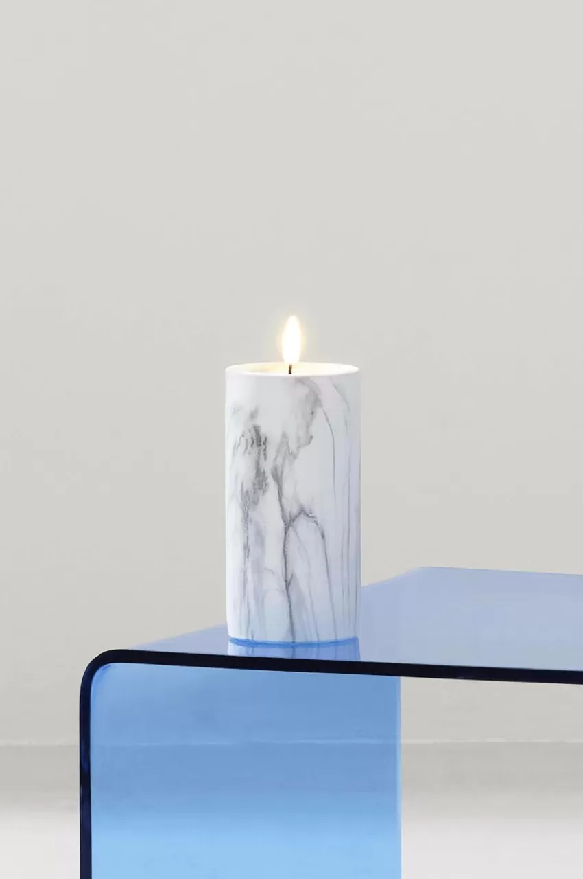 Ljus*Jotex FLAMME MARBLE Blockljus LED 17,5 Cm Grå