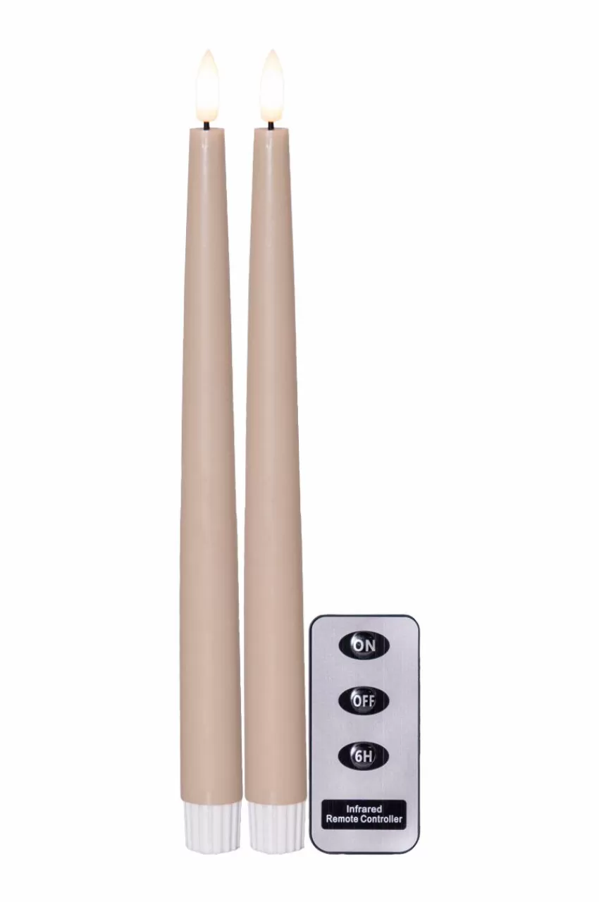 Ljus*Jotex FLAMME SLIM Batterdrivet Ljus 2-pack 28 Cm Beige