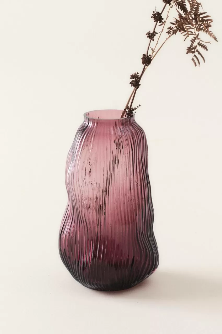 Vaser*Jotex FORS Glasvas - Höjd 30 Cm Vinröd
