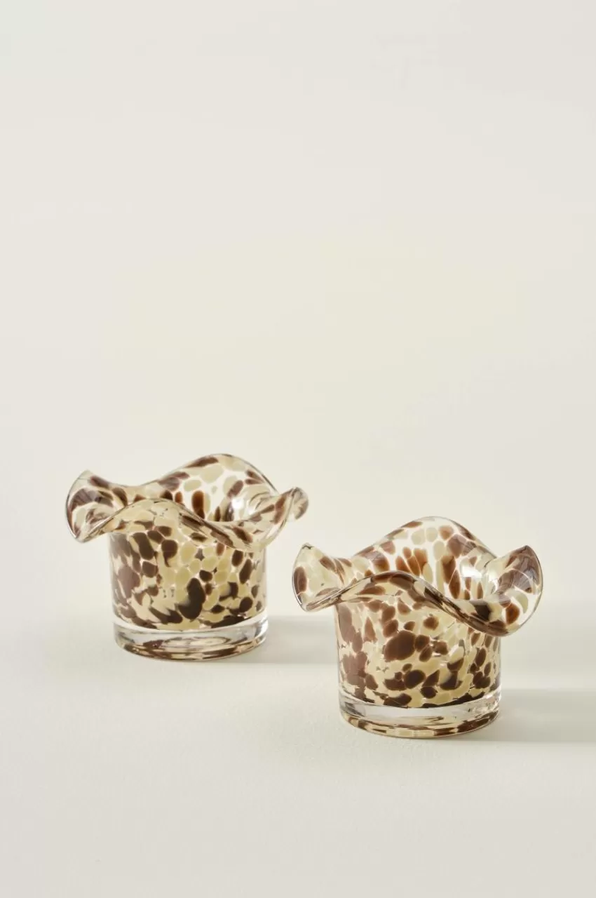 Ljuslyktor*Jotex FREESIA Ljuslykta 2-pack Clear with yellow/ coffee brown