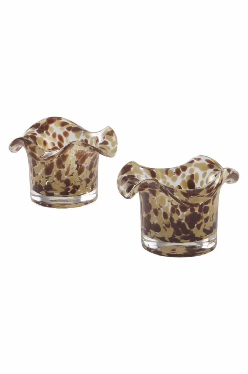 Ljuslyktor*Jotex FREESIA Ljuslykta 2-pack Clear with yellow/ coffee brown
