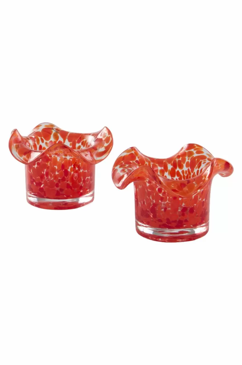Ljuslyktor*Jotex FREESIA Ljuslykta 2-pack Clear with red/ orange