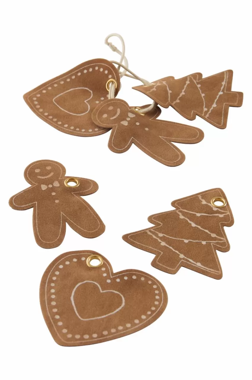 Juldekoration*Jotex GINGERBREAD Etikett 6-pack Konjaksbrun