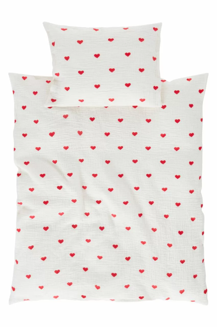 Barnsängkläder*Jotex HEARTS BABY Påslakanset Vagn/vagga - Ekologisk Naturvit