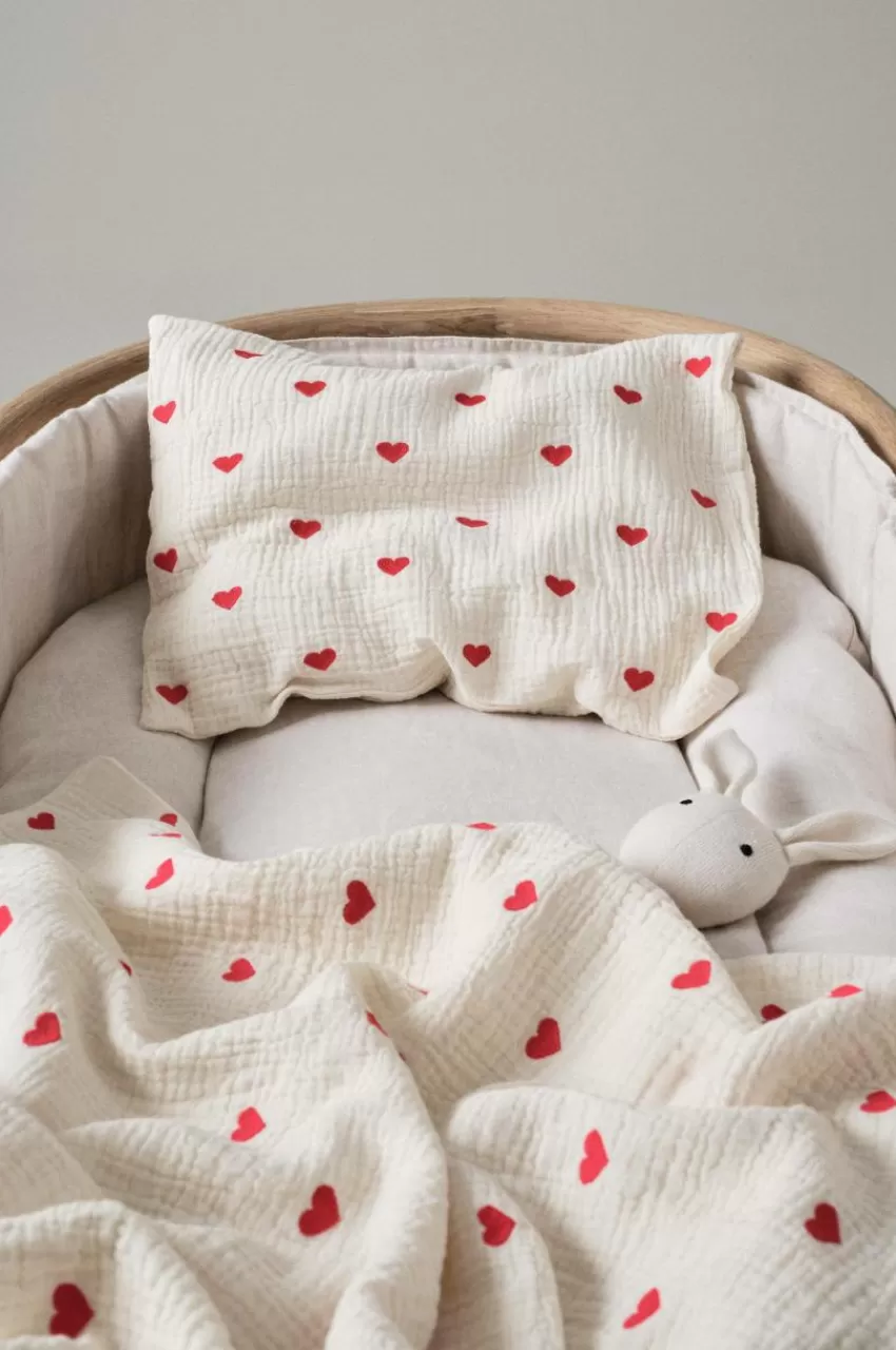 Barnsängkläder*Jotex HEARTS BABY örngott 35x28 Cm - Ekologisk Naturvit