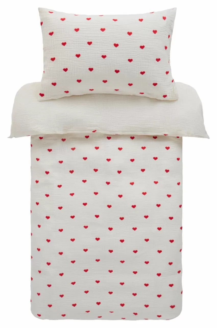 Barnsängkläder*Jotex HEARTS MINI Påslakanset Spjälsäng - Ekologisk Naturvit