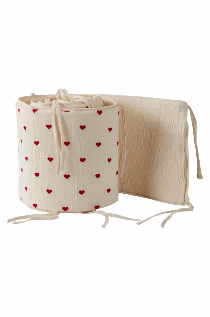 Barnsängkläder*Jotex HEARTS MINI Spjälsängsskydd - Ekologisk Naturvit