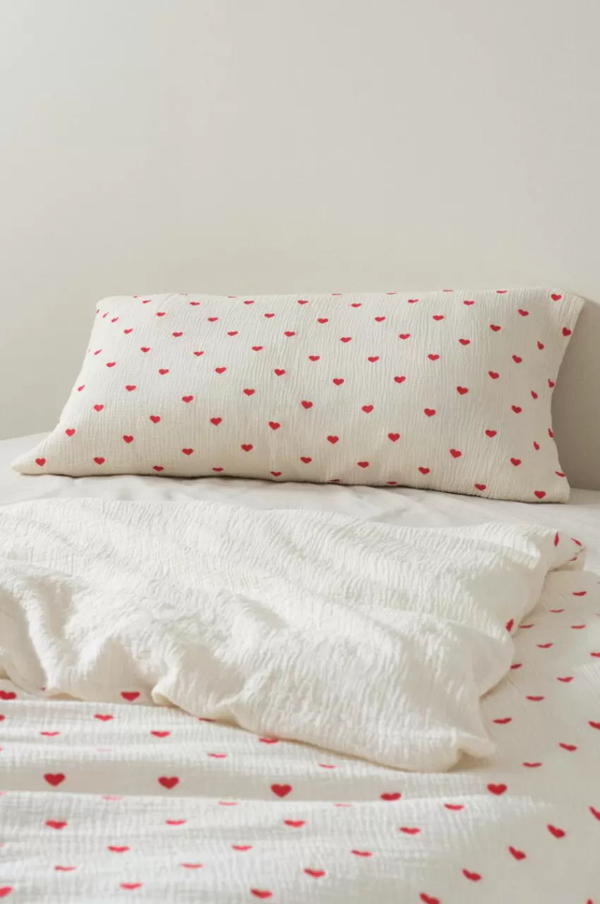 Barnsängkläder*Jotex HEARTS örngott 90x50 Cm - Ekologisk Naturvit