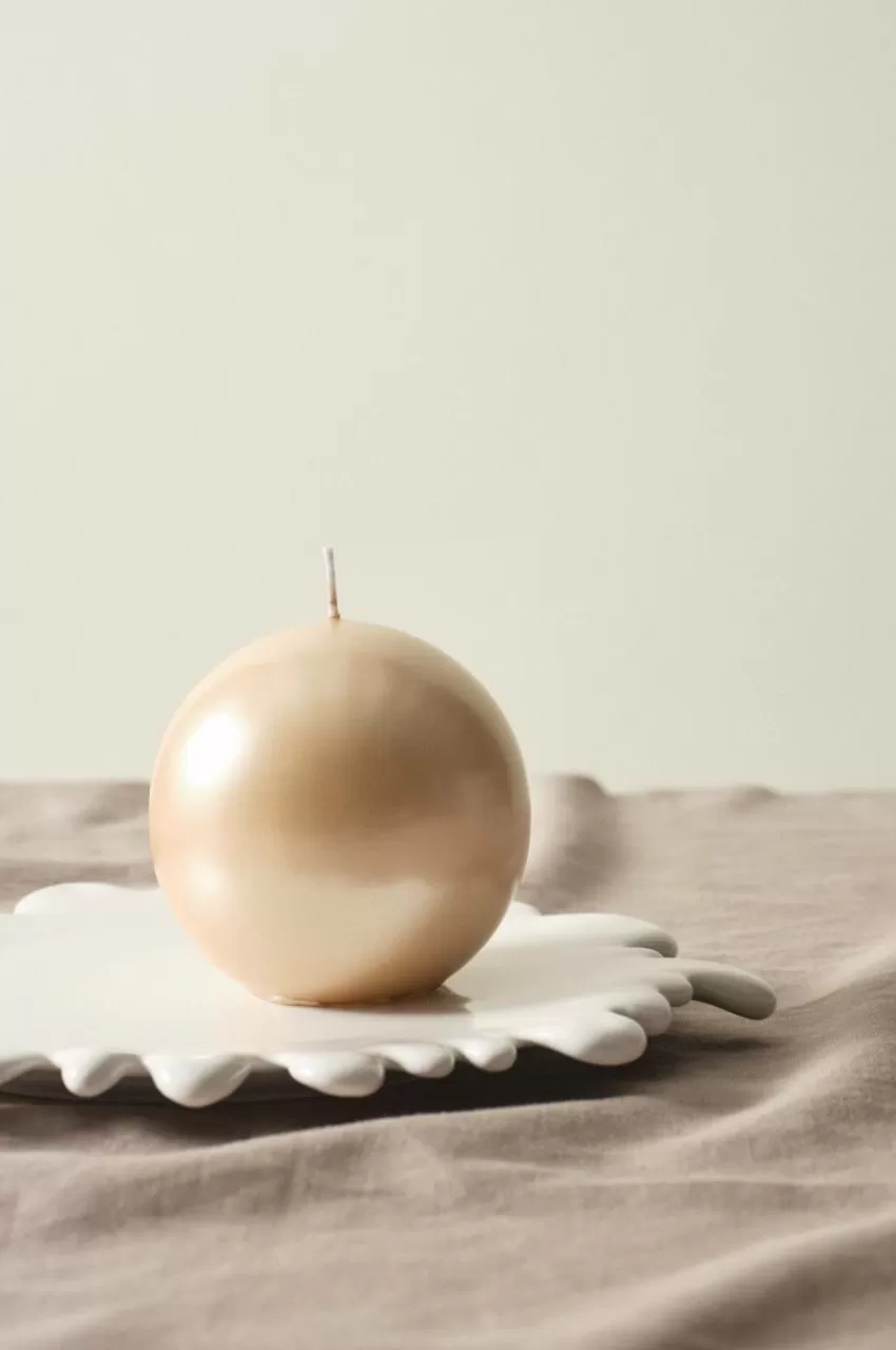 Ljus | Juldekoration*Jotex HILTON METALLIC Kulljus ø 10 Cm Ljusbeige