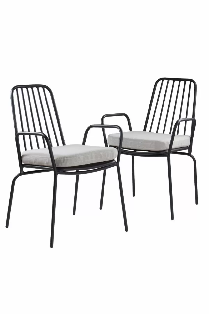 Utestolar & Utepallar | Utemöbler*Jotex IMPERIA Karmstol 2-pack Svart/ljusgrå dyna