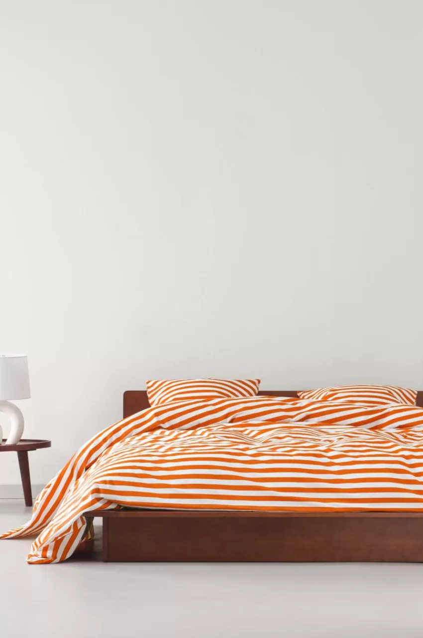 Påslakanset*Jotex KAYO Påslakanset Dubbelsäng Ekologisk Orange/vit