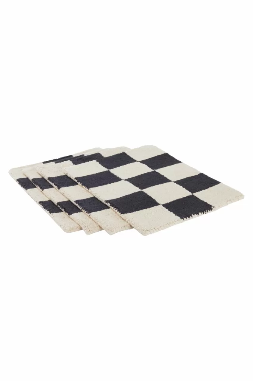 Bordstabletter*Jotex KIO CHECK Bordstablett 4-pack - Ekologisk Beige/svart