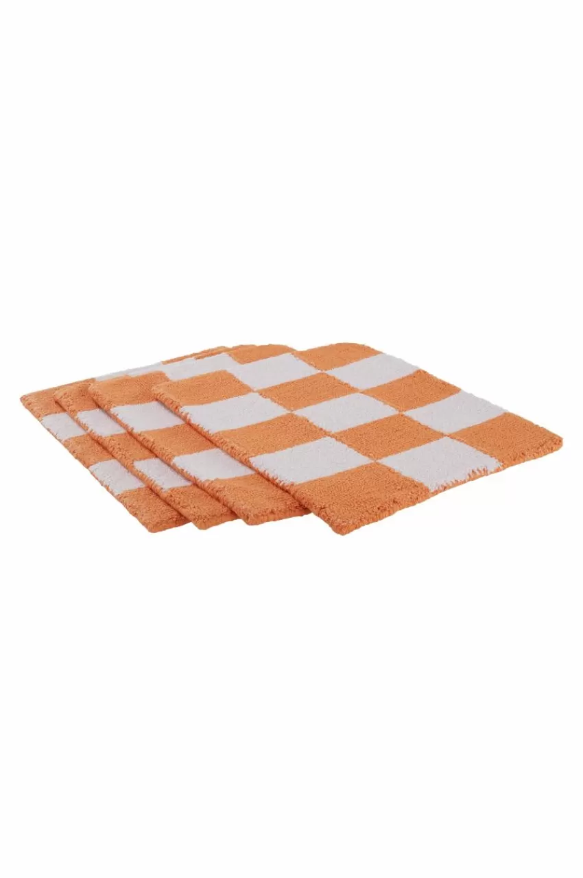 Bordstabletter*Jotex KIO CHECK Bordstablett 4-pack - Ekologisk Ljusrosa/orange