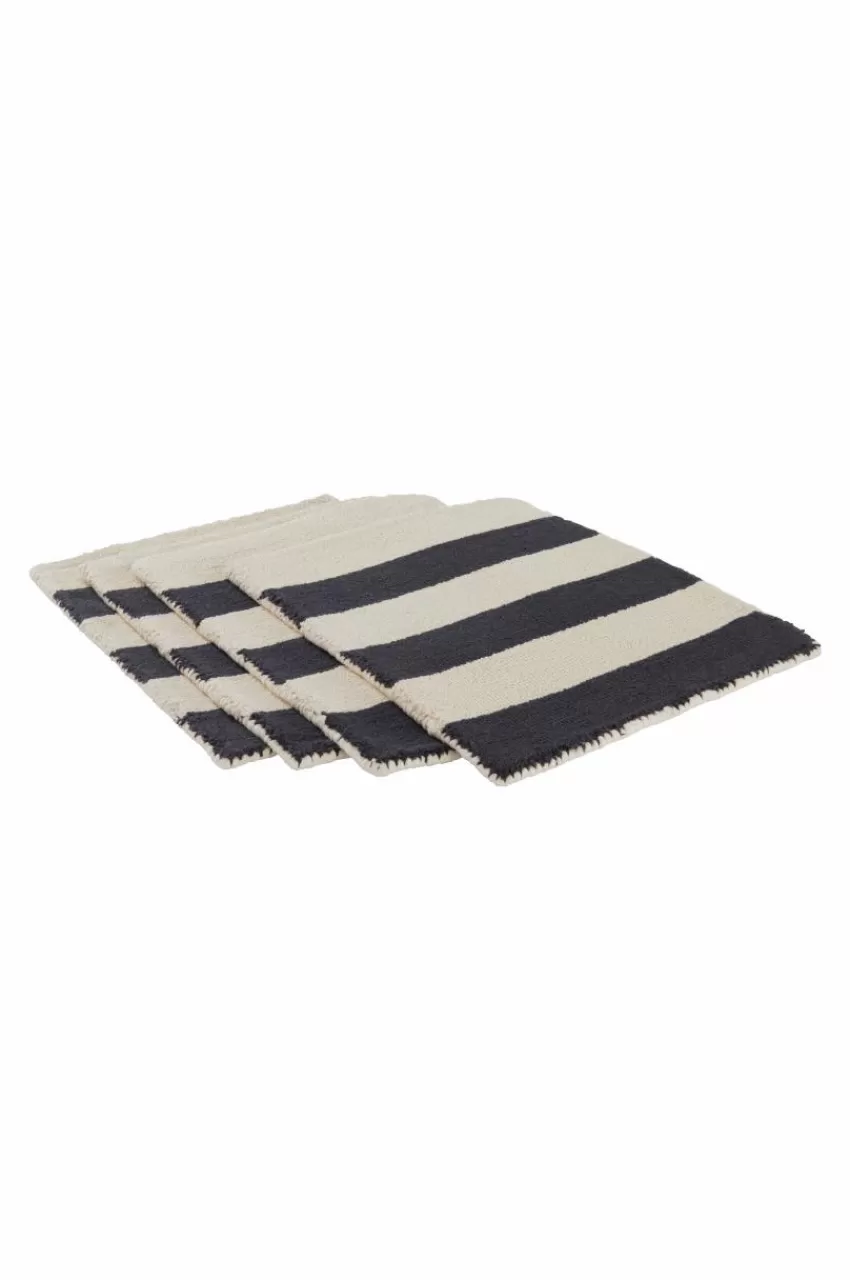 Bordstabletter*Jotex KIO STRIPE Bordstablett 4-pack - Ekologisk Beige/svart