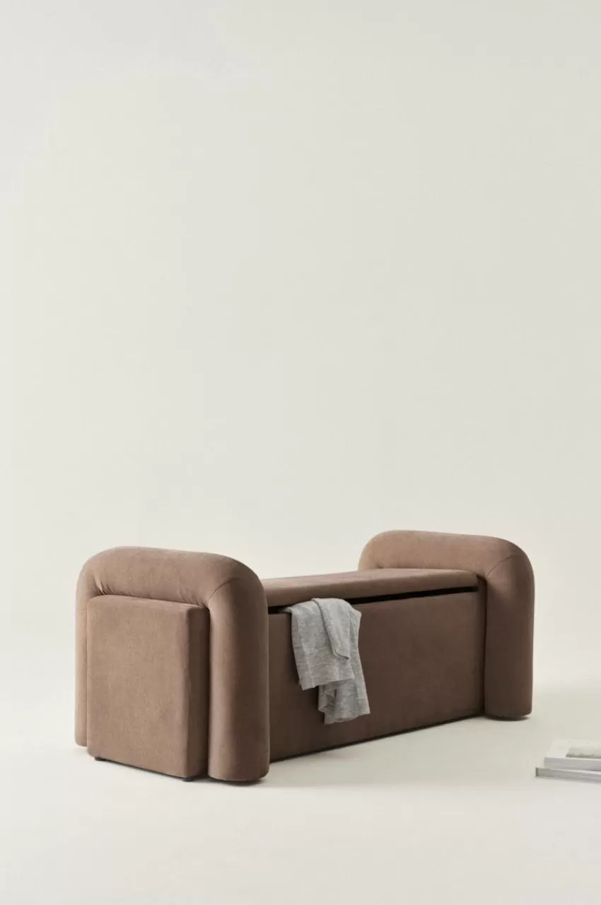 Bänkar*Jotex KOMORO Bänk Med Förvaring 150 Cm Varm gråbrun