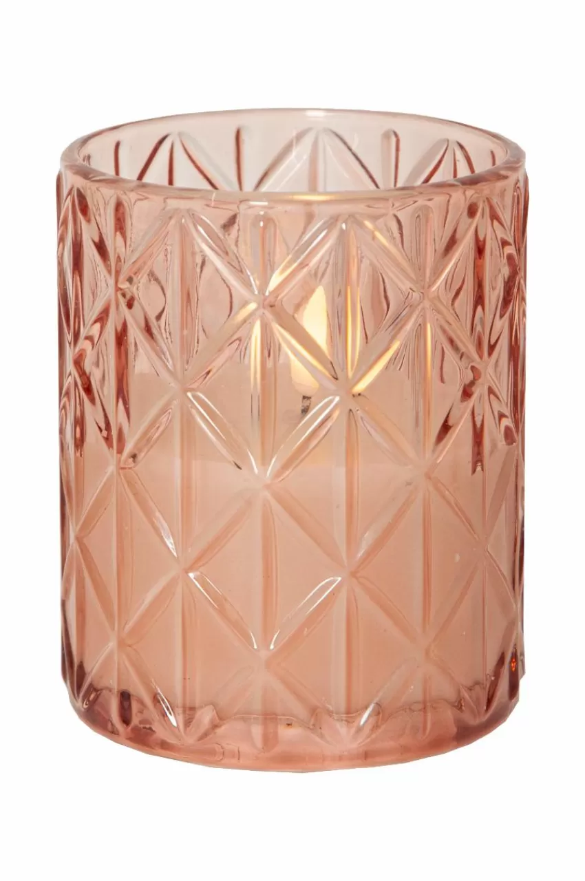 Ljus*Jotex LED-ljus Flamme Romb 12,5 Cm Rosa