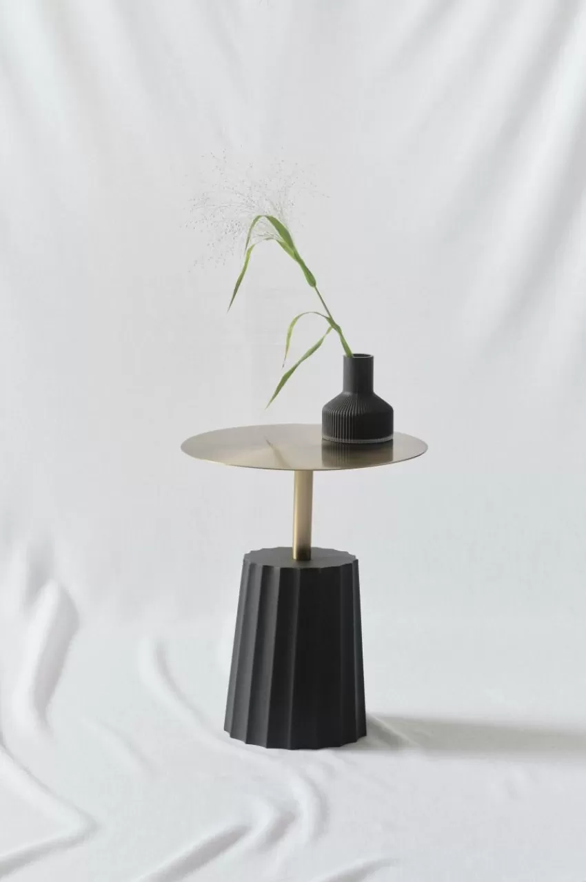 Bord*Jotex MARCHA Sidobord ø 40 Cm Svart/guld
